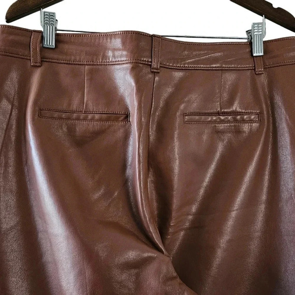 Aritzia Babaton Command Vegan Leather Mid Rise Straight Leg Pants Brown Size 16. - Picture 13 of 16